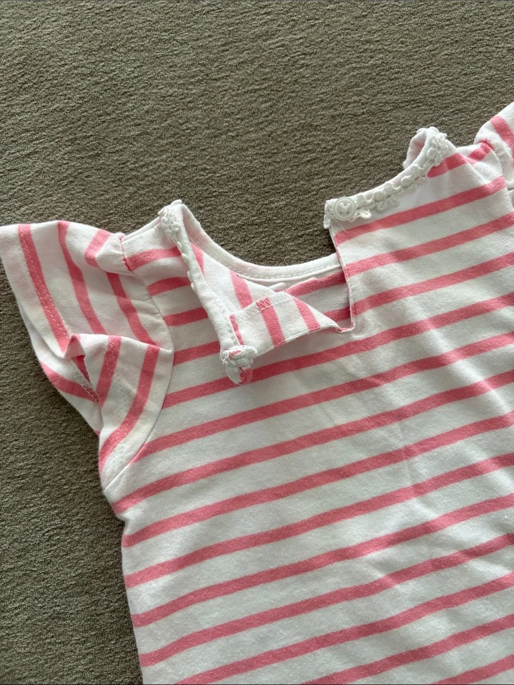 Carter's Pink & White Striped Flutter Sleeve Tee